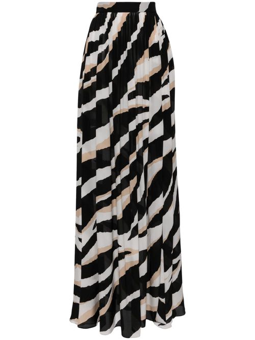 Zebra-print silk maxi skirt - White