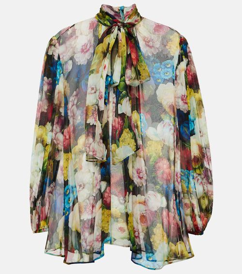 Floral silk chiffon blouse