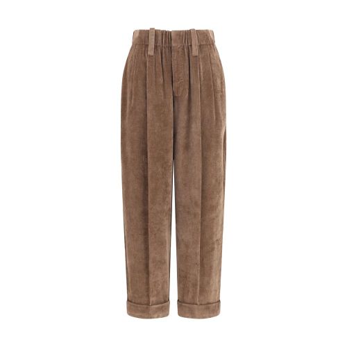 Viscose and Cashmere Blend Trousers — Brown