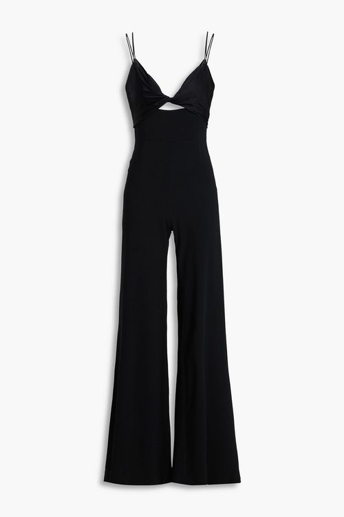 Twisted cutout cady and satin-jersey jumpsuit - Black - FR 34
