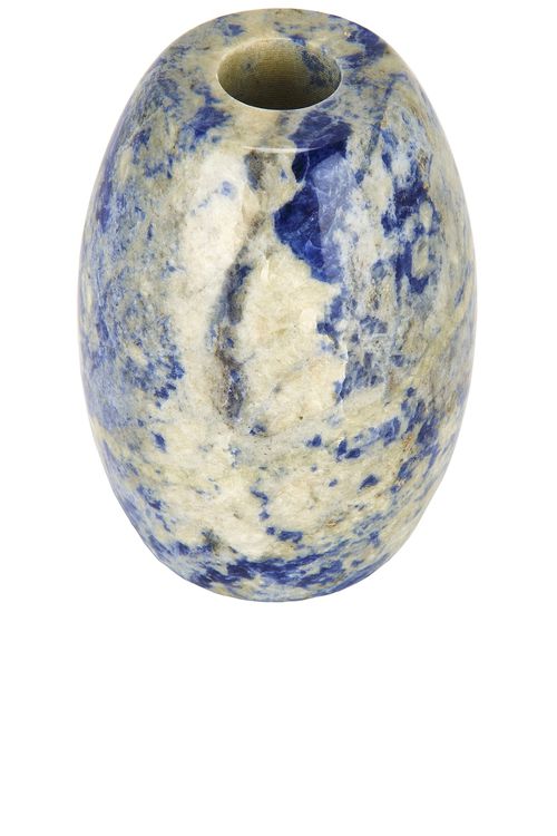 Loren Stewart Ovo Candle Holder in Blue Marble - Blue.  a