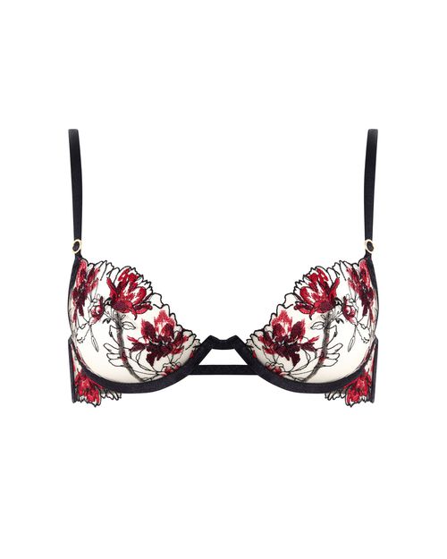 Bluebella Calista Sheer Floral Bra Black/Cherry