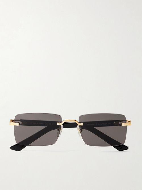 C Décor Rimless Rectangle-frame Gold-tone And Acetate Sunglasses