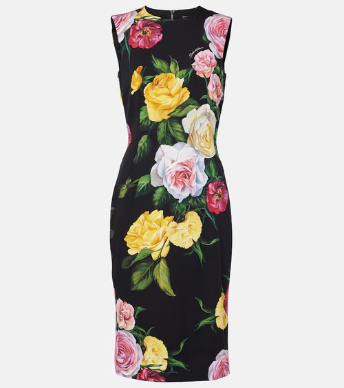 Floral silk-blend midi dress
