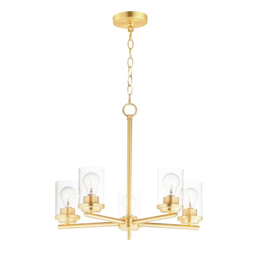 Satin Brass Five Light Chandelier from the Corona Collection