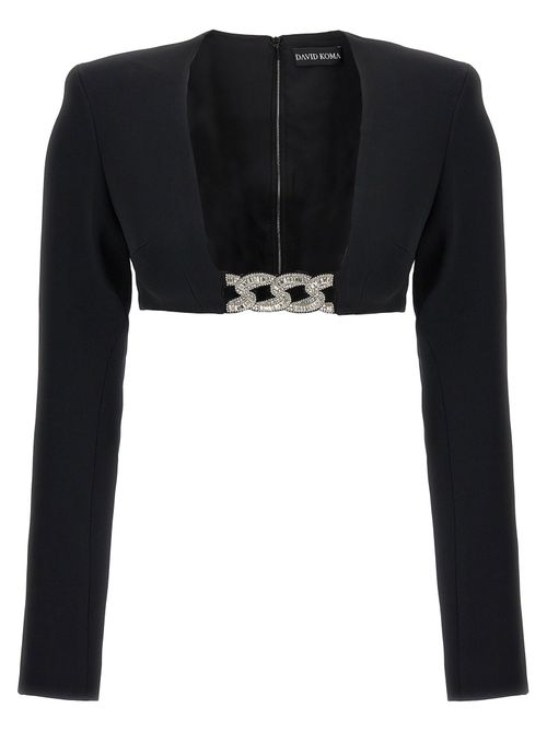 Crystal Chain and Square Neck Top — Black