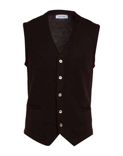 Extrafine Merinos Man Cardigan Dark brown Size 38 Virgin Wool