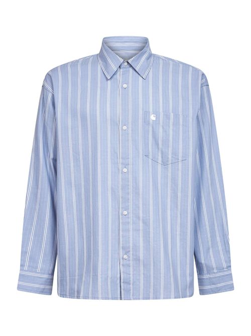 Vertical Striped Cotton Shirt — Blue