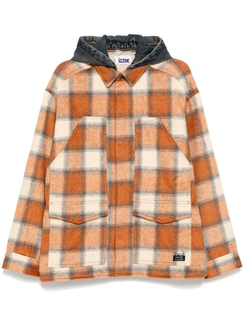 Checked hooded jacket - Orange