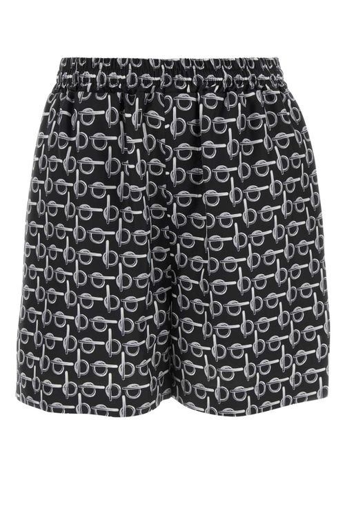 Printed Silk Bermudas — Black