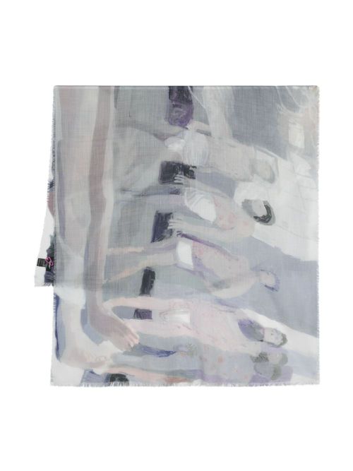 Graphic-print scarf - Grey