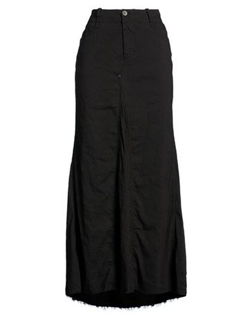 Woman Maxi skirt Black Size 2 Cotton, Linen, Elastane