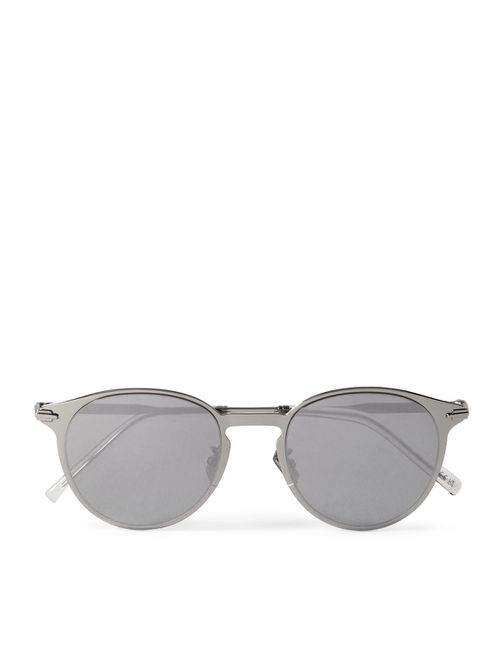 DiorBlackSuit R8U Round-Frame Silver-Tone Mirrored Sunglasses