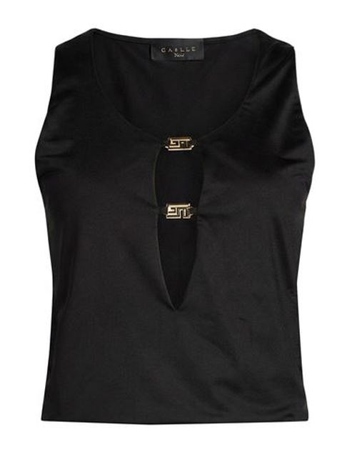 Woman Top Black Size 6 Polyester, Elastane