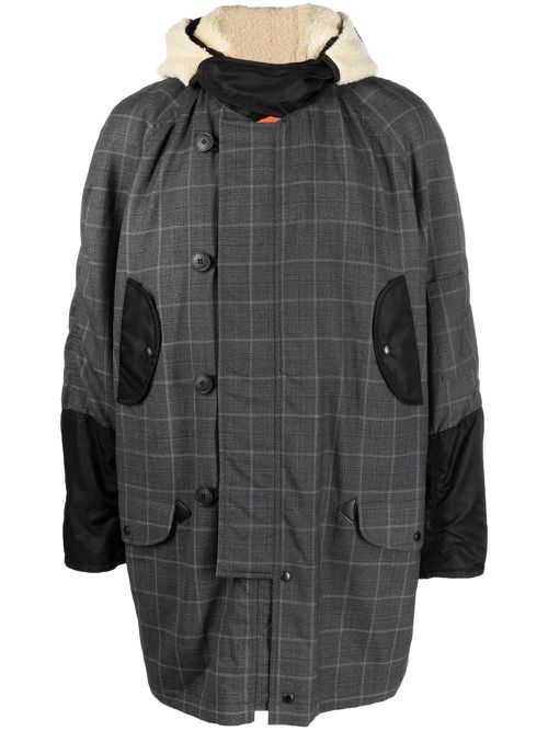 Checked patchwork coat - Grey