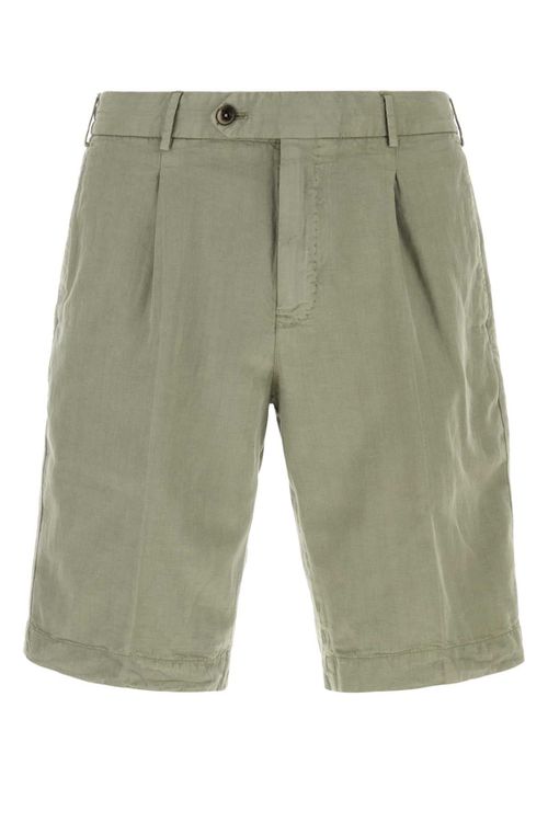 Lyocell-Linen Blend Bermuda Shorts — Green