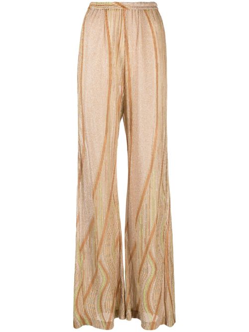 Patterned-intarsia high-waisted trousers - Orange