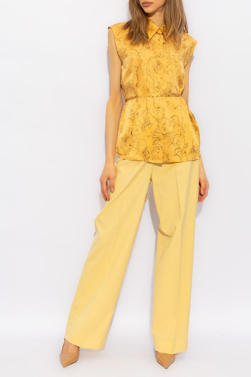 Pleat-front Trousers, Women's, Yellow
