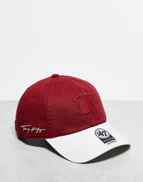 47 Brand x Tommy x Miami Heat MLB logo detail contrast clean up cap in red