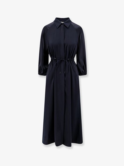 Silk Shirt Dress Dress — Navy