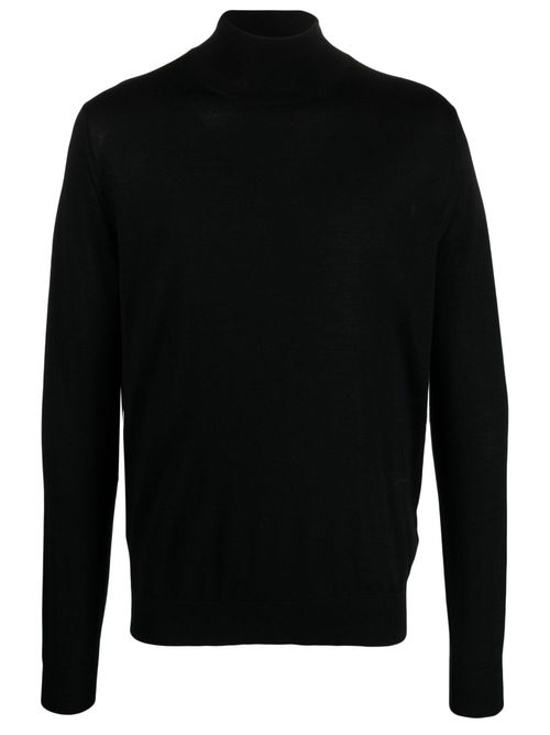 Roll-neck wool-blend jumper - Black