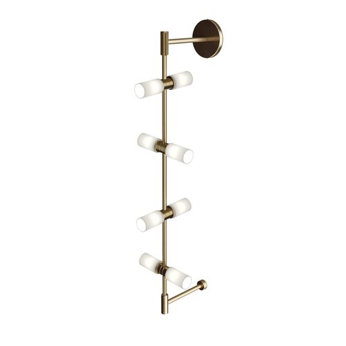 ModernRail 8-Light 36" Wall Sconce in Aged Brass and Glass Cylinder
