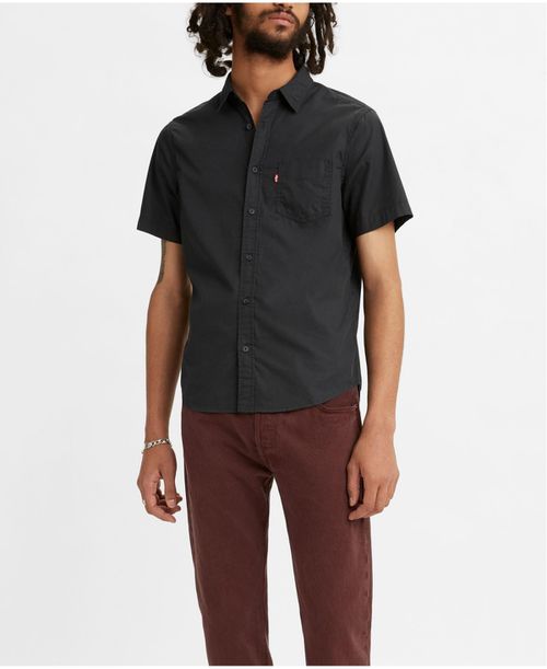 Men's Classic 1 Pocket Short Sleeve Regular Fit Shirt - Jet Black