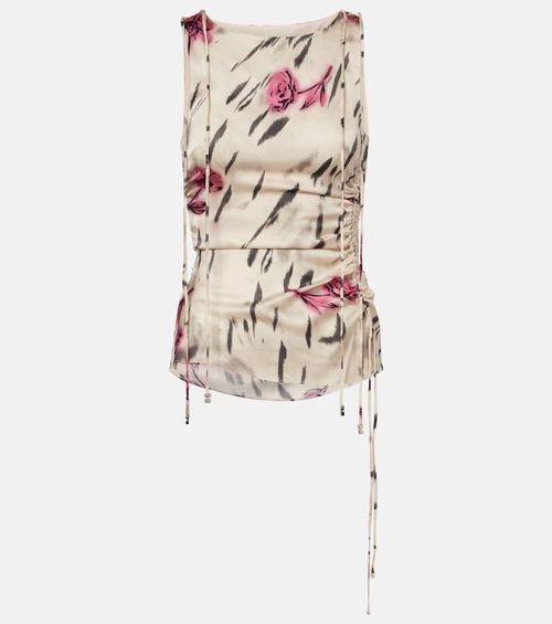 Floral ruched satin top