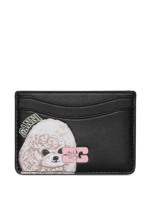 GANNI dog-print cardholder - Black