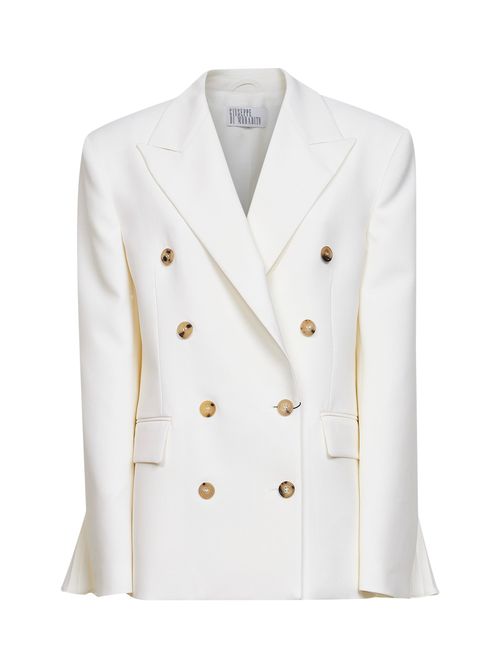 Double-Breasted Virgin Wool Blazer — White