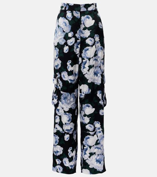 Printed satin pajama pants