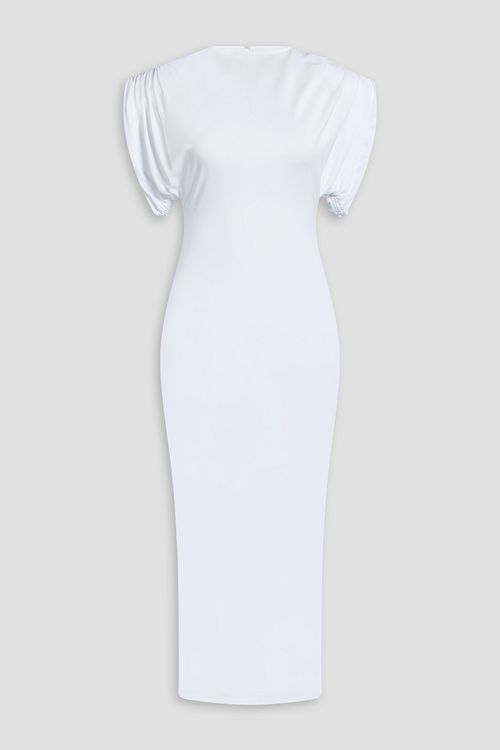 Ruched jersey midi dress - White - S