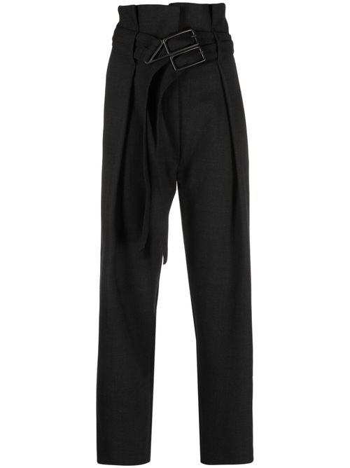 High-waist cropped trousers - Grey
