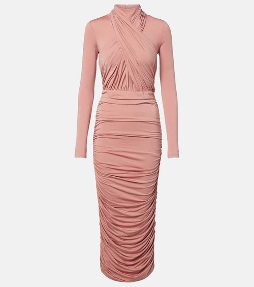 Ruched jersey midi dress