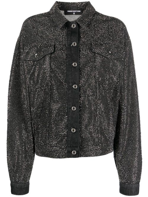 Crystal-embellished denim jacket - Black