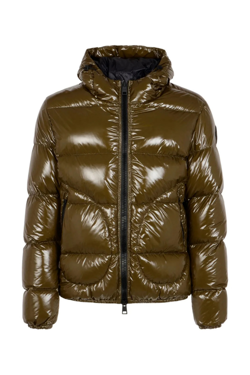 Hooded Quilted Down Down Jacket — Olive