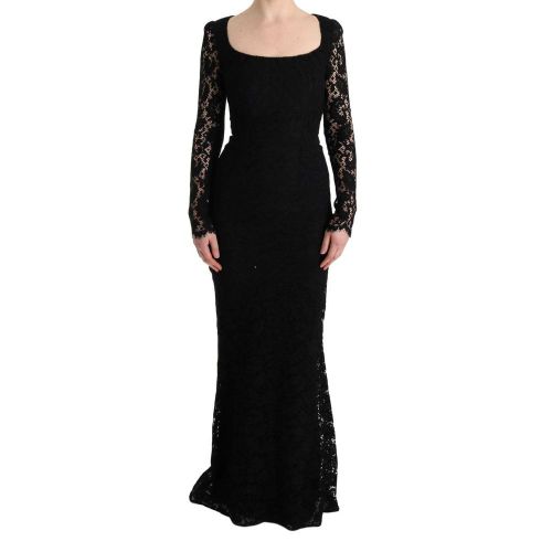 Floral Lace Sheath Dress — Black