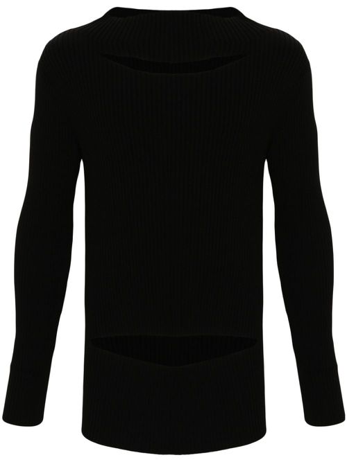 Cut-out ribbed-knit jumper - Black