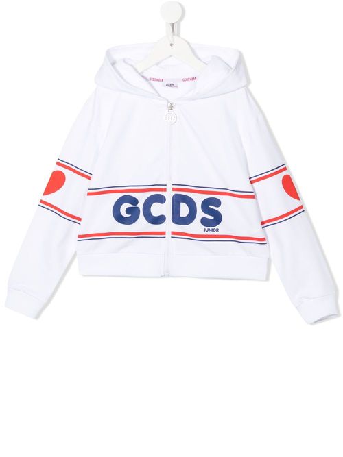 Logo-print zip-up hoodie - White