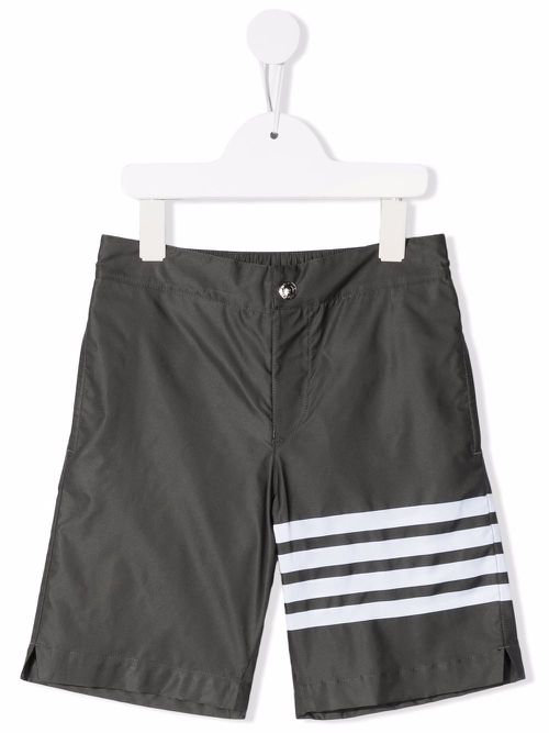 4 Bar print swim shorts - Grey
