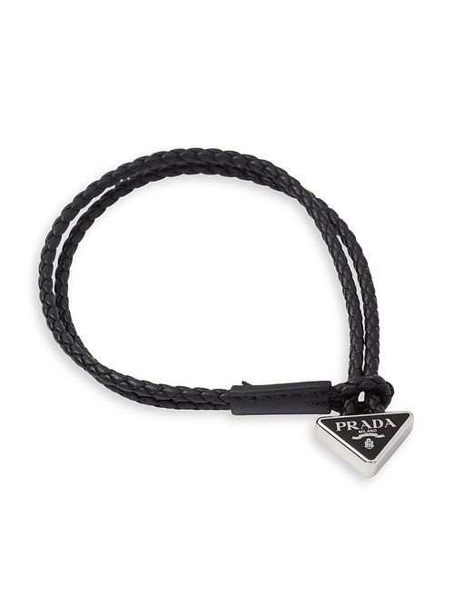 Men's Braided Nappa Leather Bracelet - Black
