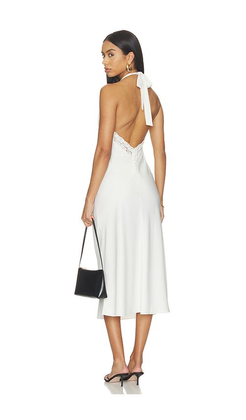 Frankies Bikinis Darcy Satin Midi Dress in White. L. Also in