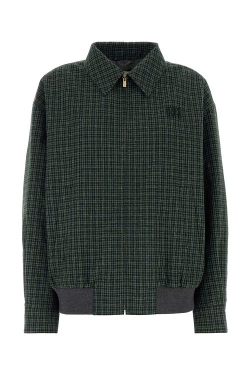 Checked Cotton Jacket — Green