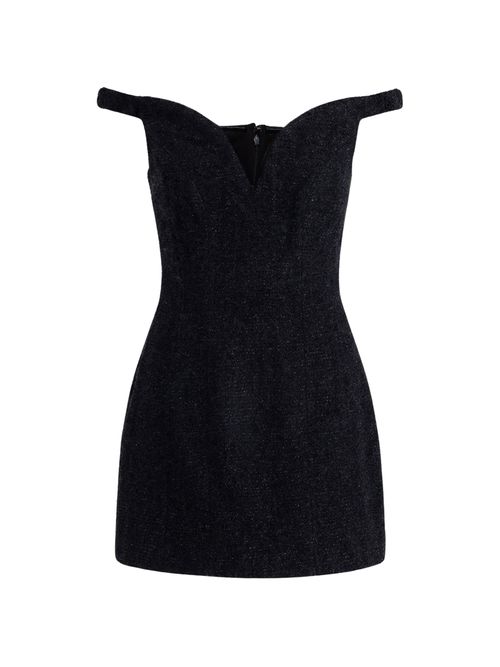 SELF PORTRAIT Boucle Contrast Collar Mini Dress