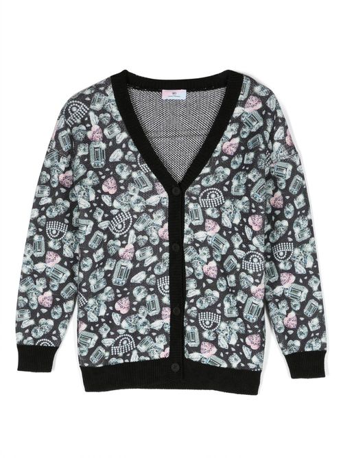 Eyelike graphic-print cardigan - Black