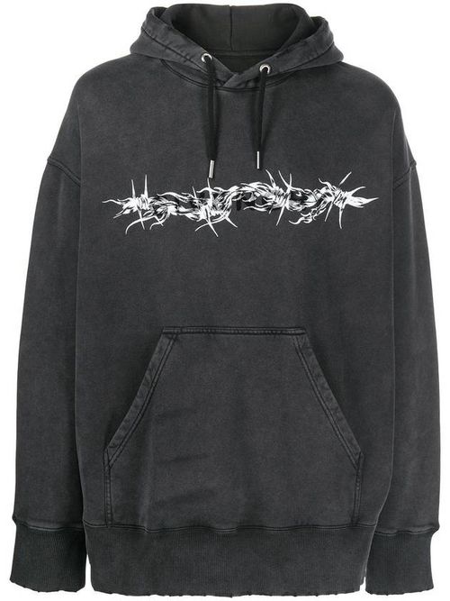 Barbed Wire printed hoodie - Black