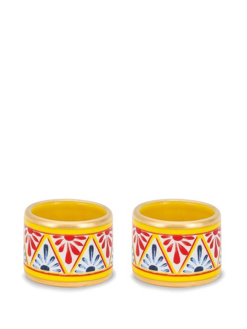 Medium porcelain napkin rings (set of two) - Yellow