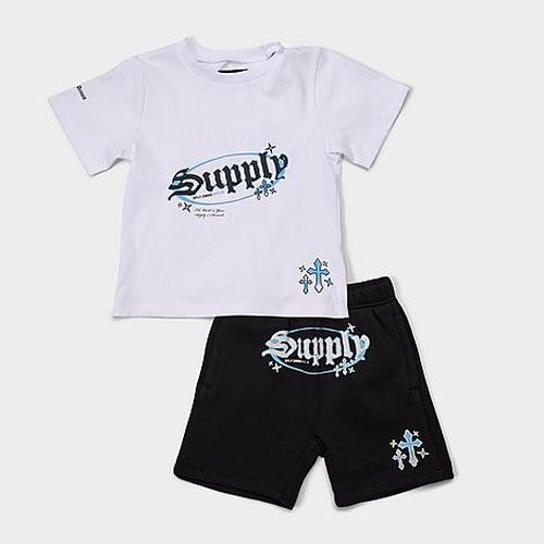 Little Kids Trebport T-Shirt and Shorts Set in Black/White