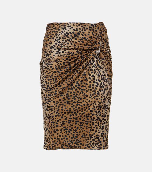 Safety Pin gathered leopard-print pencil skirt