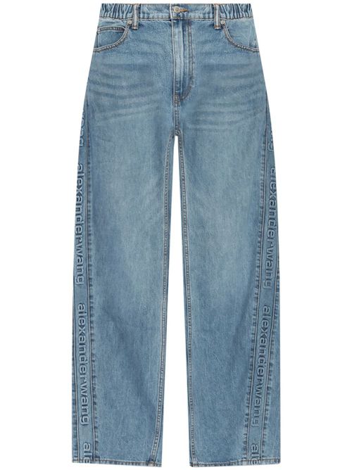 Logo-embossed boyfriend jeans - Blue